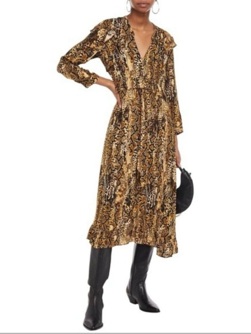 ba&sh Snake-Print Midi Dress size‎ L